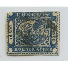 ARGENTINA 1858 GJ 05 BARQUITO ESTAMPILLA USADA POSICION NUMERO 2 U$ 165